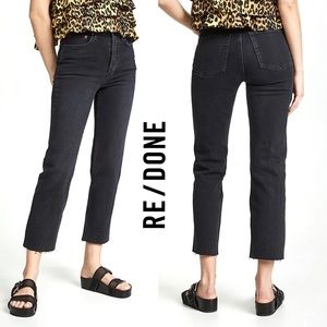 RE/DONE High Rise Stovepipe Faded Black Jeans 28